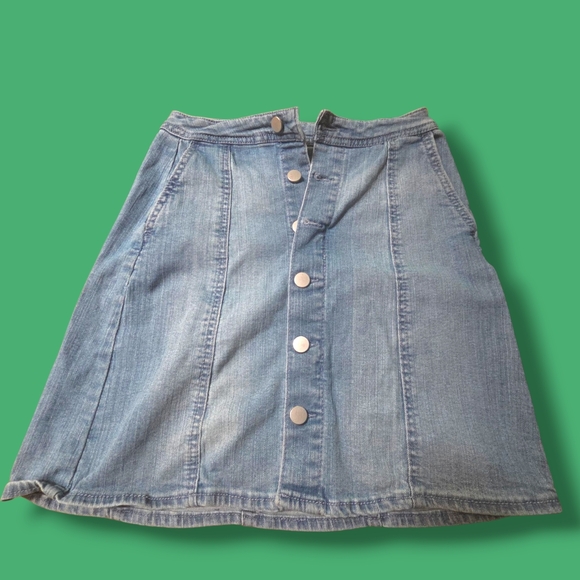 A New Day Denim Button-Front Skirt - Sz 2 - Picture 1 of 4
